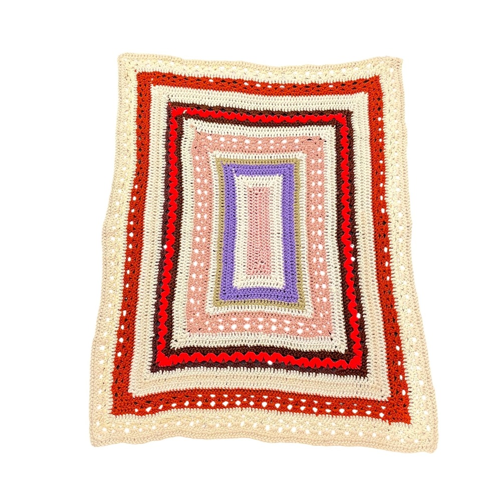 Crochet Afghan‎ Blanket Throw Colorful Handmade Granny Square Style 41"x31"